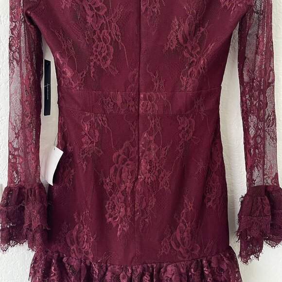 Lulus Whimsigoth Mini Dress Size S Burgendy Red Babydoll Lace Dark Romantic Vamp - Picture 13 of 16